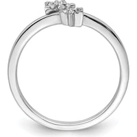 14K White Gold Diamond Star Bypass Ring with Round Diamonds - 0.06 Carat Total Diamond Weight by 0