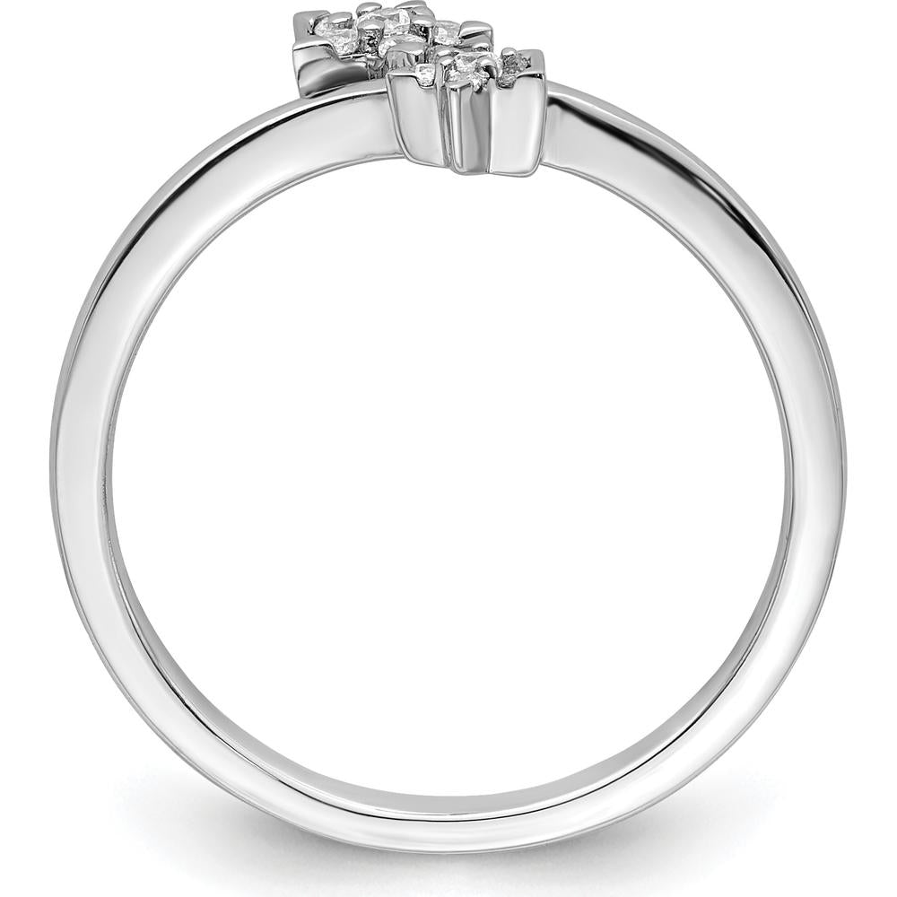 14K White Gold Diamond Star Bypass Ring with Round Diamonds - 0.06 Carat Total Diamond Weight by 0