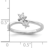 14K White Gold Diamond Star Bypass Ring with Round Diamonds - 0.06 Carat Total Diamond Weight by 0