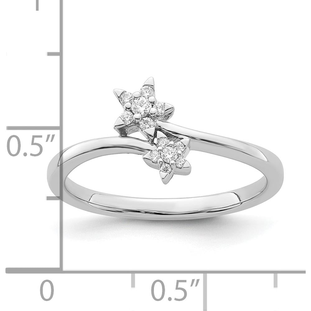 14K White Gold Diamond Star Bypass Ring with Round Diamonds - 0.06 Carat Total Diamond Weight by 0