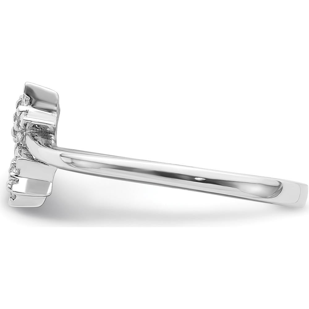 14K White Gold Diamond Star Bypass Ring with Round Diamonds - 0.06 Carat Total Diamond Weight by 0