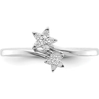 14K White Gold Diamond Star Bypass Ring with Round Diamonds - 0.06 Carat Total Diamond Weight by 0