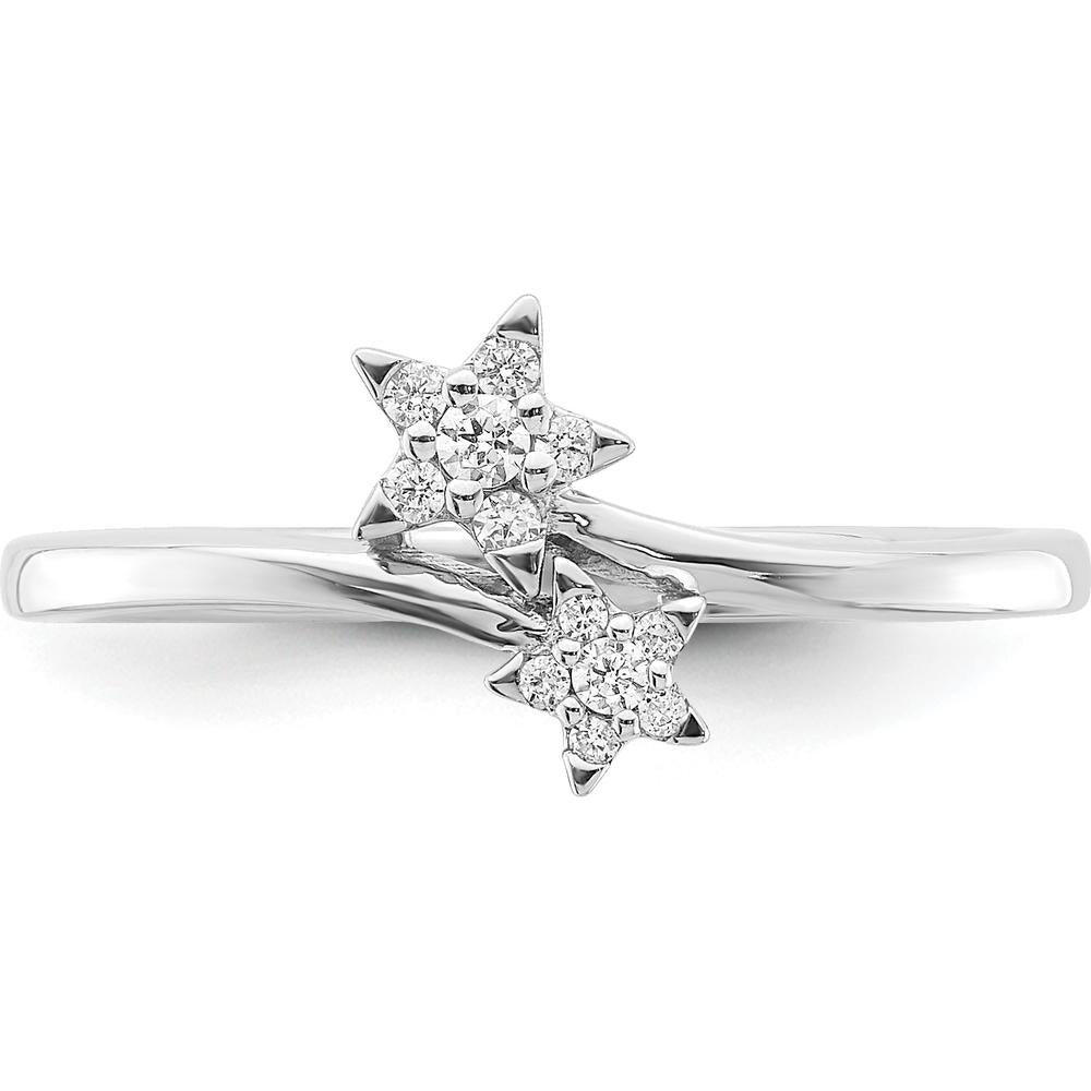 14K White Gold Diamond Star Bypass Ring with Round Diamonds - 0.06 Carat Total Diamond Weight by 0