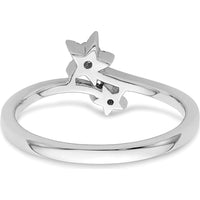 14K White Gold Diamond Star Bypass Ring with Round Diamonds - 0.06 Carat Total Diamond Weight by 0