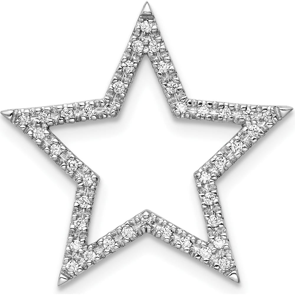 14K White Gold Diamond Star Chain Slide Pendant - 0.004 Carat Total Diamond Weight by Oro Pregiato