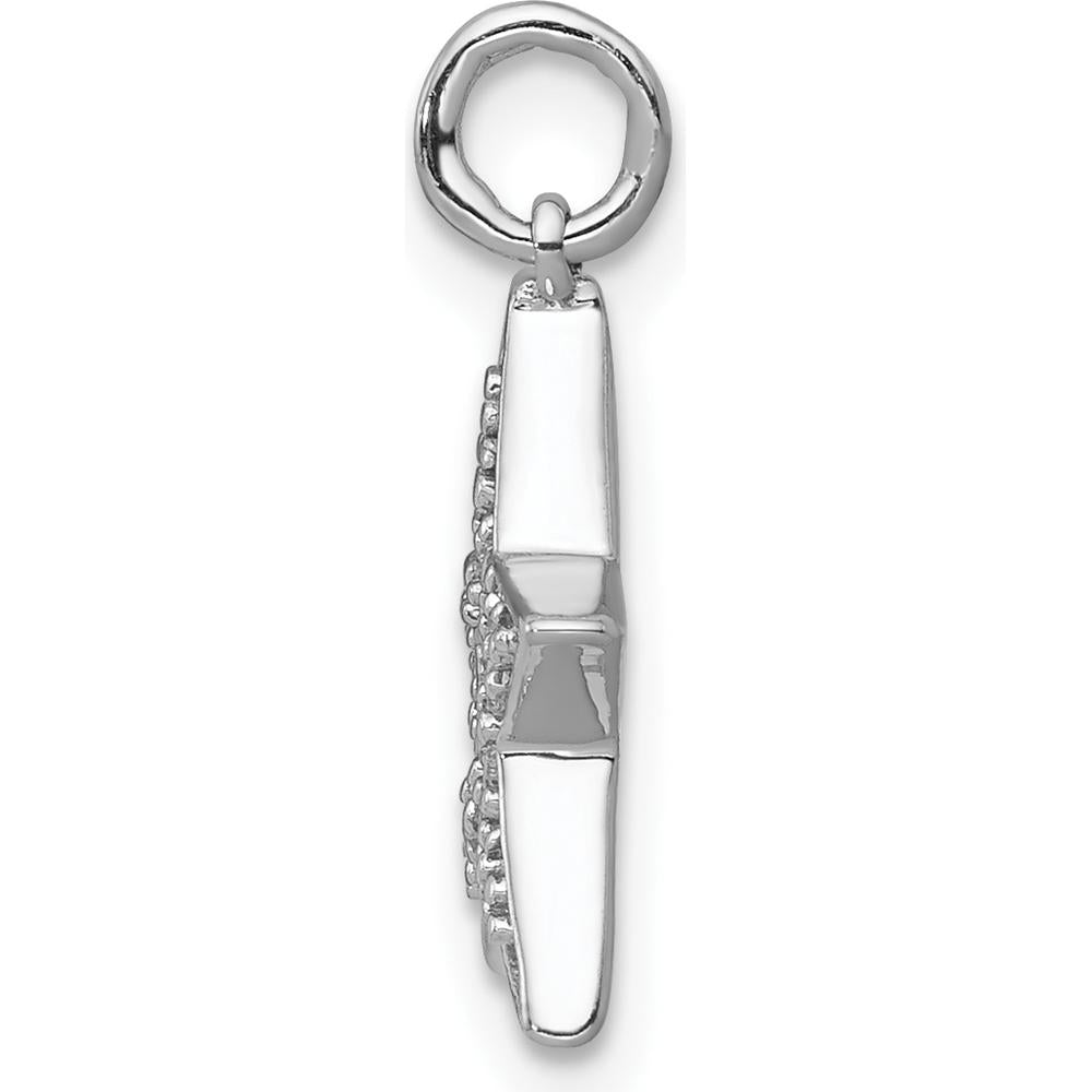 14K White Gold Diamond Star Charm Pendant with 10 Round Diamonds - 0.05 Carat Total Diamond Weight by Oro Pregiato