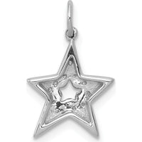 14K White Gold Diamond Star Charm Pendant with 10 Round Diamonds - 0.05 Carat Total Diamond Weight by Oro Pregiato