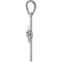 14K White Gold Diamond Star Cross Pendant with 0.01 Carat Round Diamond by Monteluci Fine Jewelry