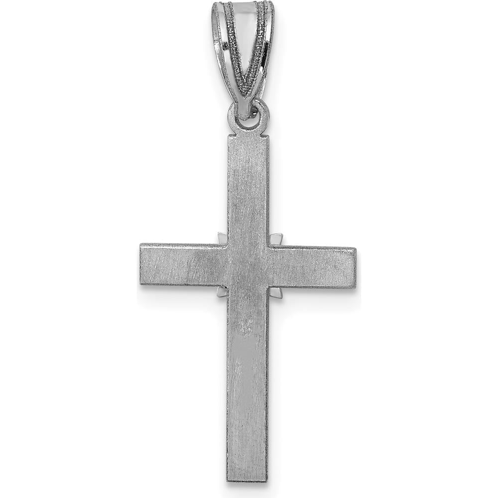14K White Gold Diamond Star Cross Pendant with 0.01 Carat Round Diamond by Monteluci Fine Jewelry