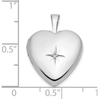 14K White Gold Diamond Star Heart Locket - 0.01 Carat Diamond by Monteluci Fine Jewelry