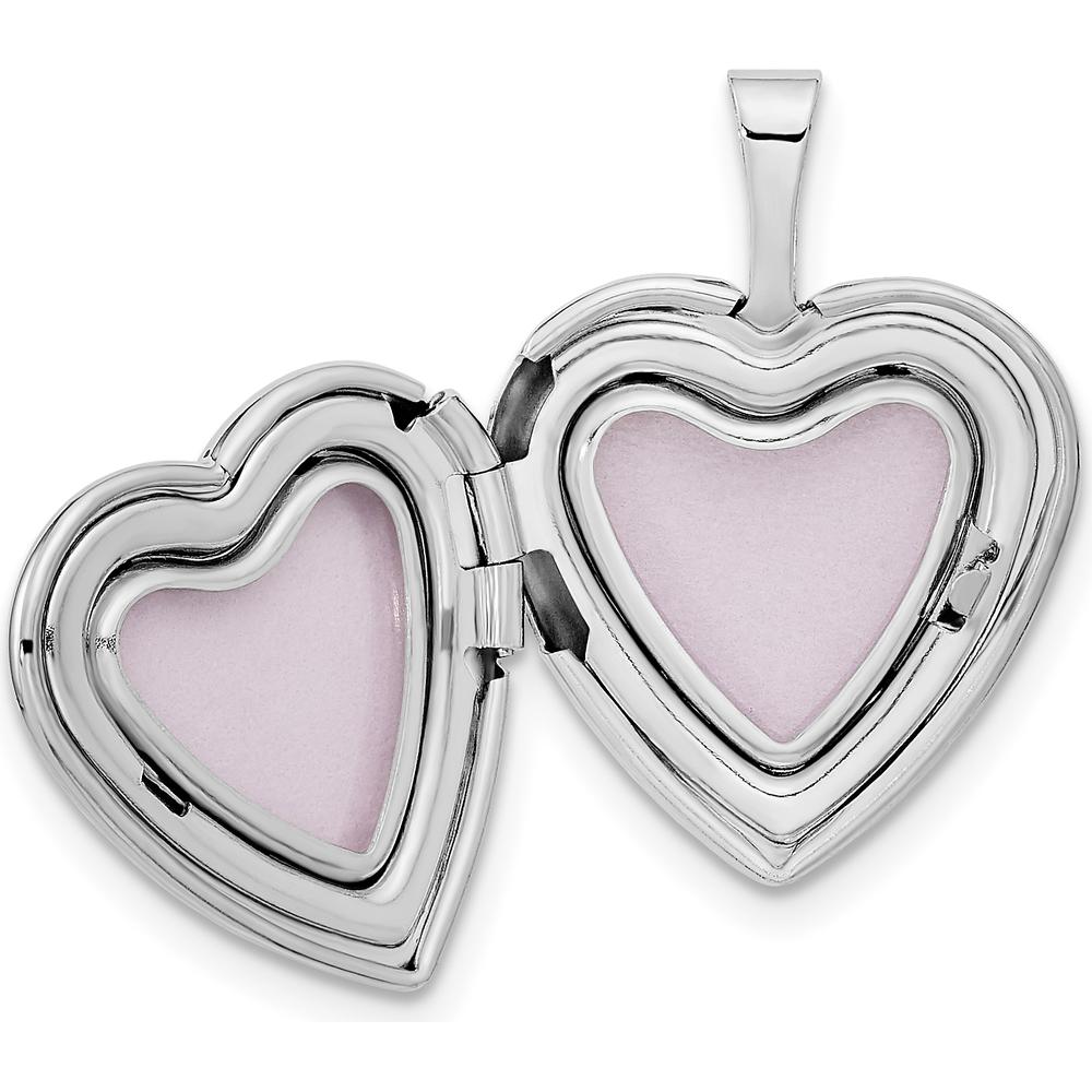 14K White Gold Diamond Star Heart Locket - 0.01 Carat Diamond by Monteluci Fine Jewelry