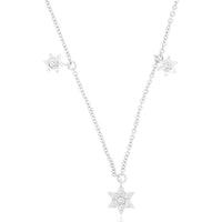 14K White Gold Diamond Star Motif Necklace with 0.16 Carat Total Diamond Weight - Royal Jewelry