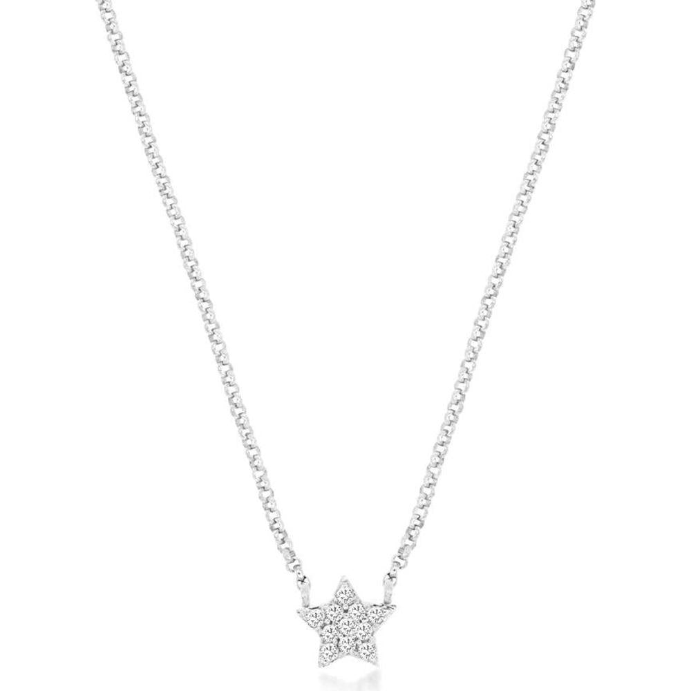 14K White Gold Diamond Star Necklace with 0.05 Carat Total Weight – Delicate Celestial Pendant for Women - Royal Jewelry