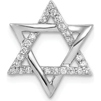 14K White Gold Diamond Star of David Chain Slide Pendant - 1/8 Carat Diamond Total Weight by Monteluci Fine Jewelry