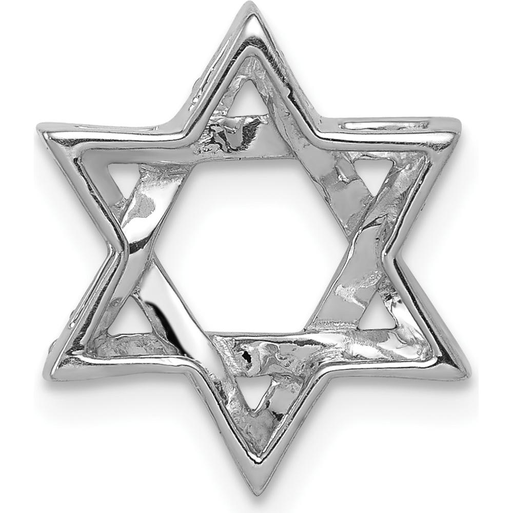 14K White Gold Diamond Star of David Chain Slide Pendant - 1/8 Carat Diamond Total Weight by Monteluci Fine Jewelry