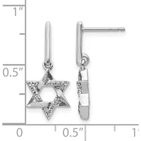 14K White Gold Diamond Star of David Dangle Earrings - 0.009 Carats Total Diamond Weight by Monteluci Fine Jewelry