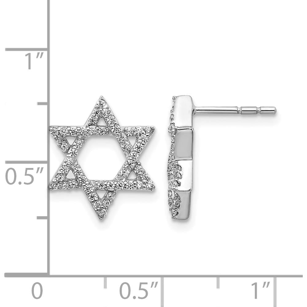 14K White Gold Diamond Star of David Earrings - 0.48 Carats Total Diamond Weight by Monteluci Fine Jewelry