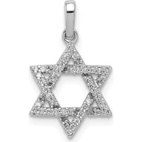 14K White Gold Diamond Star of David Pendant - 0.13 Carat Total Diamond Weight by Oro Pregiato