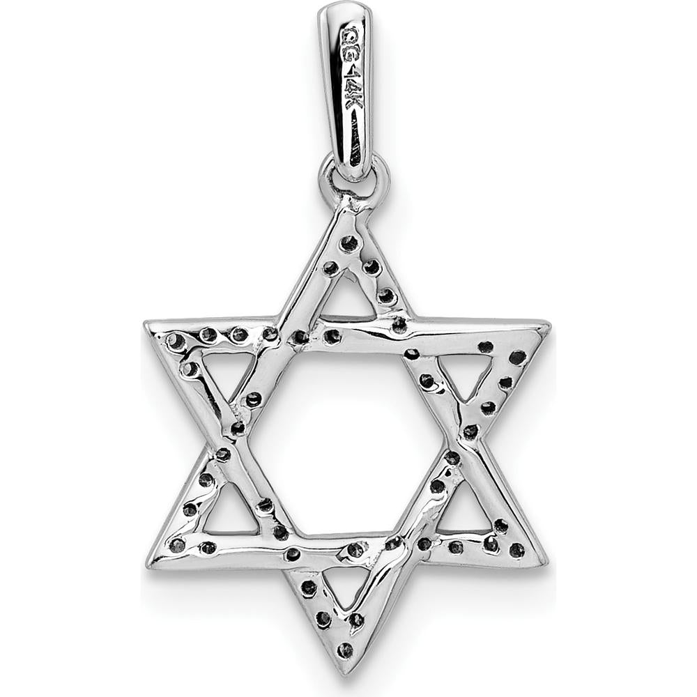 14K White Gold Diamond Star of David Pendant - 0.13 Carat Total Diamond Weight by Oro Pregiato
