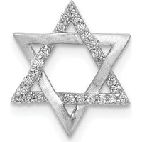 14K White Gold Diamond Star of David Pendant Slide with 1/10 Carat Round Diamonds by Monteluci Fine Jewelry