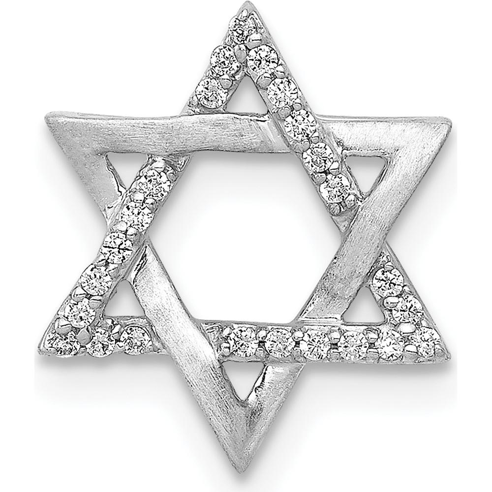 14K White Gold Diamond Star of David Pendant Slide with 1/10 Carat Round Diamonds by Monteluci Fine Jewelry