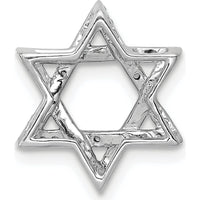 14K White Gold Diamond Star of David Pendant Slide with 1/10 Carat Round Diamonds by Monteluci Fine Jewelry