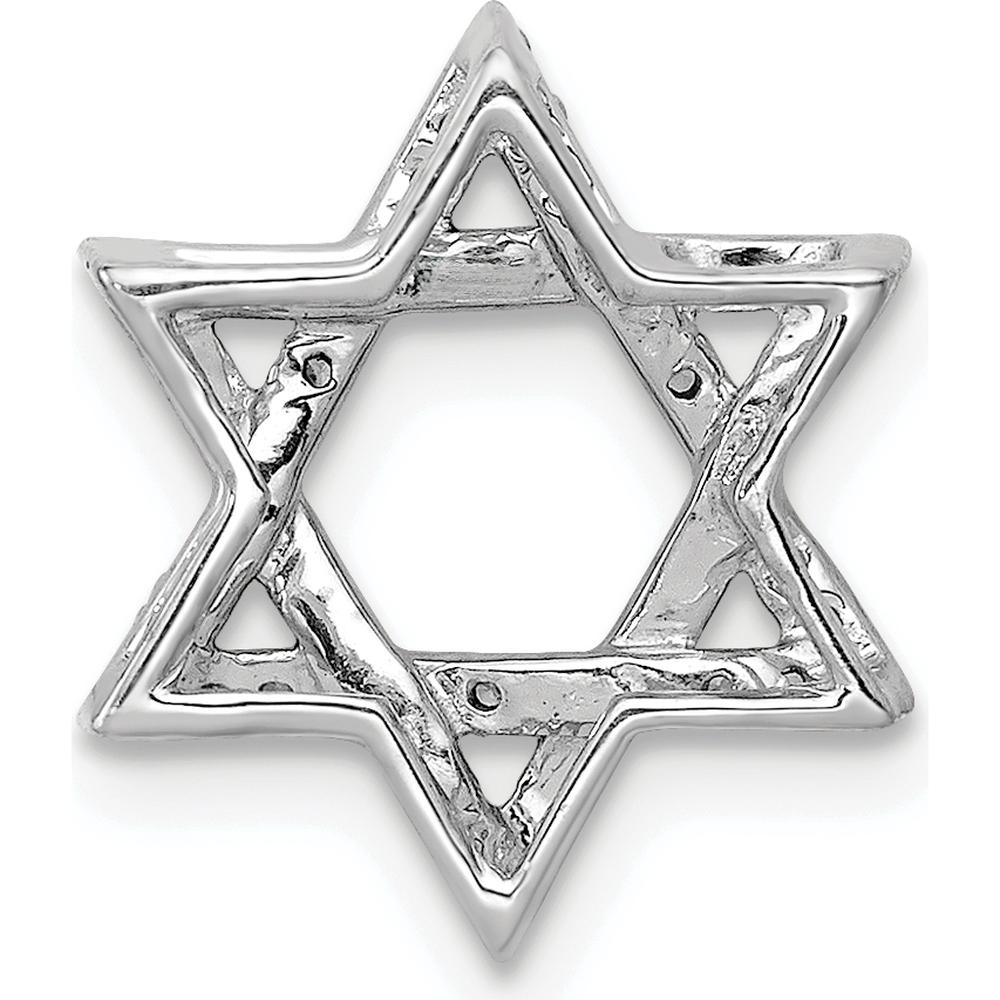 14K White Gold Diamond Star of David Pendant Slide with 1/10 Carat Round Diamonds by Monteluci Fine Jewelry