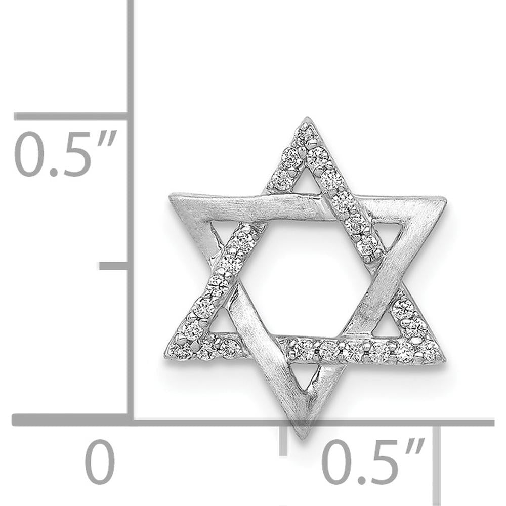 14K White Gold Diamond Star of David Pendant Slide with 1/10 Carat Round Diamonds by Monteluci Fine Jewelry