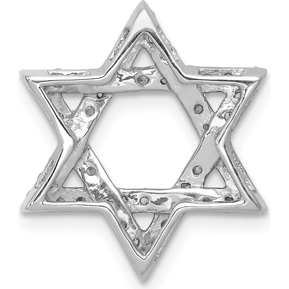 14K White Gold Diamond Star of David Pendant with Round Diamonds - 0.12 Carat Total Diamond Weight by Monteluci Fine Jewelry