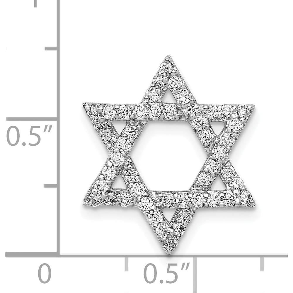 14K White Gold Diamond Star of David Pendant with Round Diamonds - 0.12 Carat Total Diamond Weight by Monteluci Fine Jewelry
