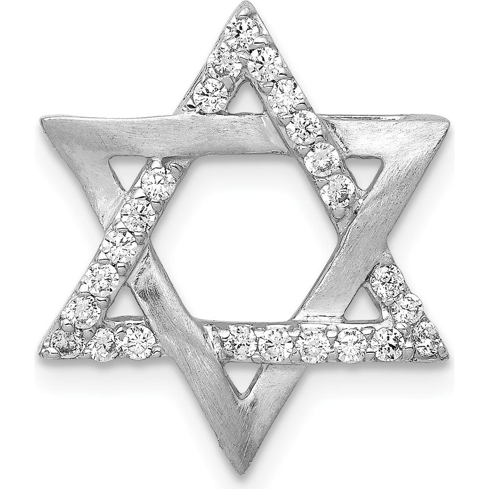 14K White Gold Diamond Star of David Pendant with Round Diamonds - 1/4 Carat Total Diamond Weight by Monteluci Fine Jewelry