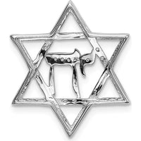 14K White Gold Diamond Star of David with Chai Pendant - 0.09 Carat Total Diamond Weight by Monteluci Fine Jewelry