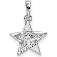 14K White Gold Diamond Star Pendant Necklace with 1/10 Carat of Round Diamonds by Oro Pregiato