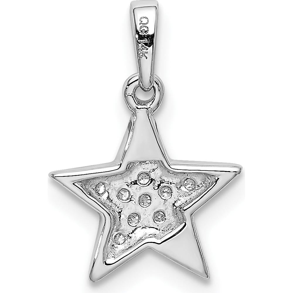 14K White Gold Diamond Star Pendant Necklace with 1/10 Carat of Round Diamonds by Oro Pregiato