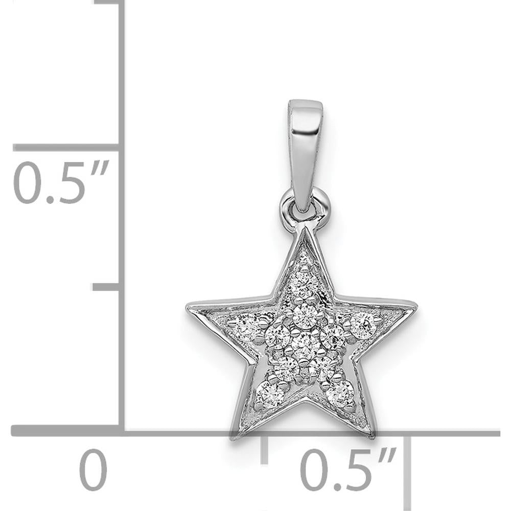14K White Gold Diamond Star Pendant Necklace with 1/10 Carat of Round Diamonds by Oro Pregiato