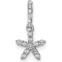 14K White Gold Diamond Star Pendant with Round and Baguette Diamonds - 1/10 Carat Total Diamond Weight by Oro Pregiato