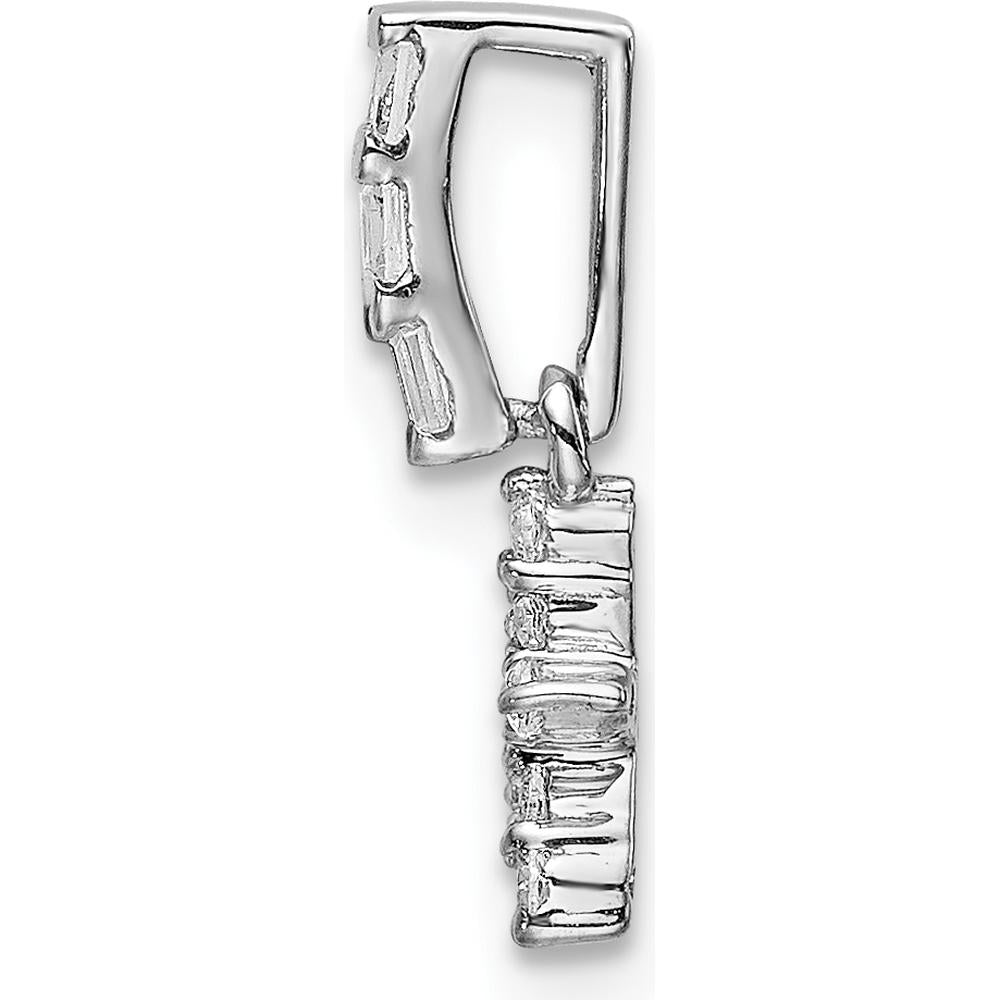 14K White Gold Diamond Star Pendant with Round and Baguette Diamonds - 1/10 Carat Total Diamond Weight by Oro Pregiato