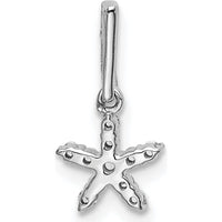 14K White Gold Diamond Star Pendant with Round and Baguette Diamonds - 1/10 Carat Total Diamond Weight by Oro Pregiato