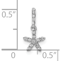 14K White Gold Diamond Star Pendant with Round and Baguette Diamonds - 1/10 Carat Total Diamond Weight by Oro Pregiato