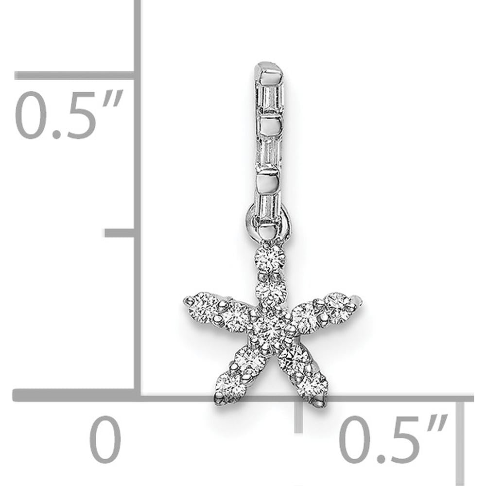 14K White Gold Diamond Star Pendant with Round and Baguette Diamonds - 1/10 Carat Total Diamond Weight by Oro Pregiato