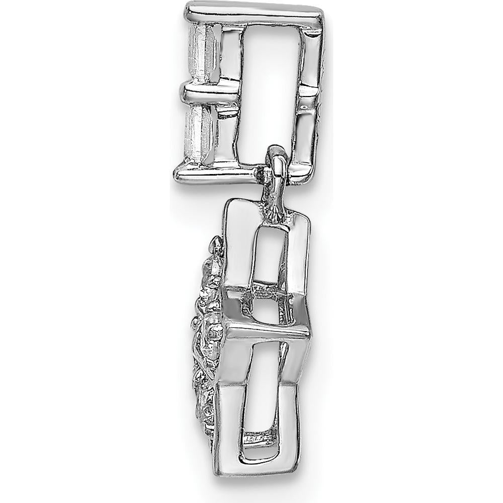 14K White Gold Diamond Star Pendant with Round and Baguette Diamonds - 1/8 Carat Total Diamond Weight by Oro Pregiato