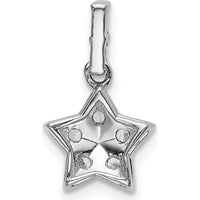 14K White Gold Diamond Star Pendant with Round and Baguette Diamonds - 1/8 Carat Total Diamond Weight by Oro Pregiato