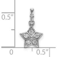 14K White Gold Diamond Star Pendant with Round and Baguette Diamonds - 1/8 Carat Total Diamond Weight by Oro Pregiato