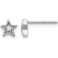 14K White Gold Diamond Star Post Earrings - 0.025 Carat Total Diamond Weight by Monteluci Fine Jewelry