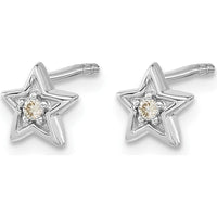 14K White Gold Diamond Star Post Earrings - 0.025 Carat Total Diamond Weight by Monteluci Fine Jewelry