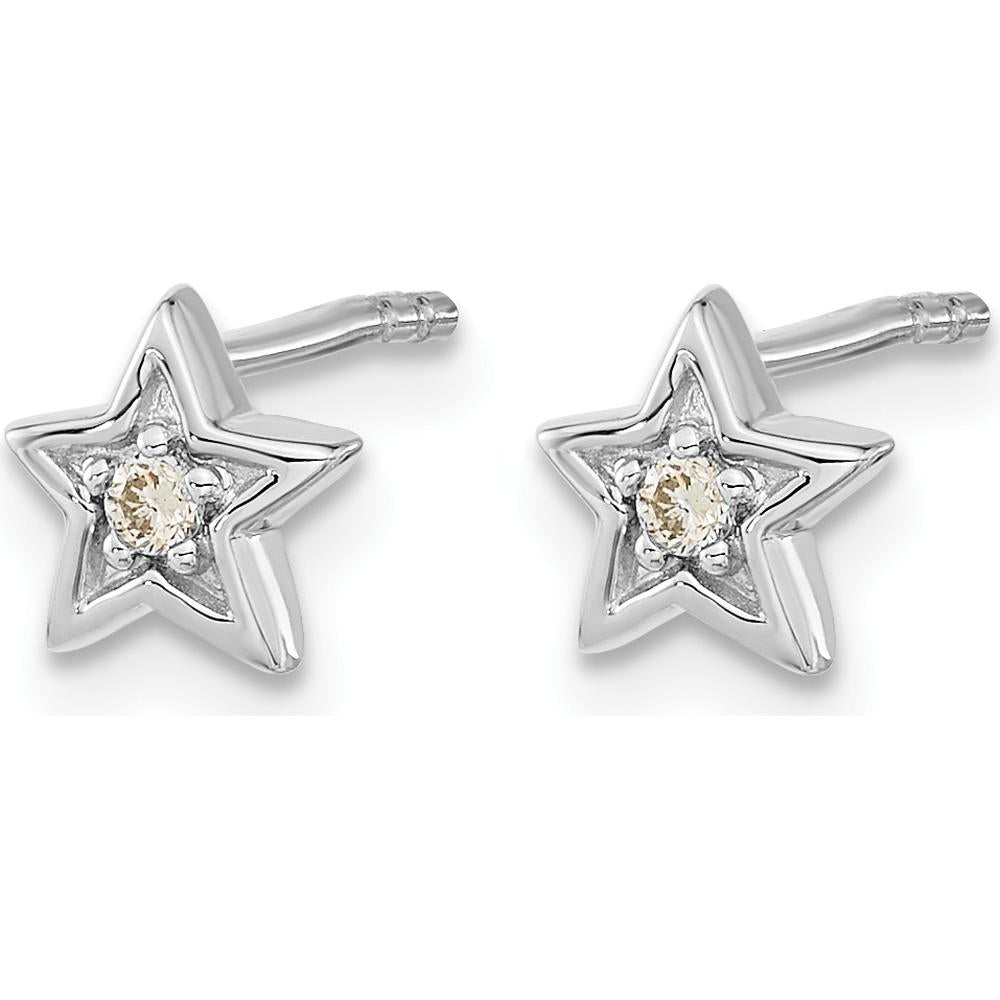 14K White Gold Diamond Star Post Earrings - 0.025 Carat Total Diamond Weight by Monteluci Fine Jewelry