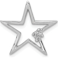 14K White Gold Diamond Star Slide Pendant with 0.01 Carat Round Diamond by Oro Pregiato