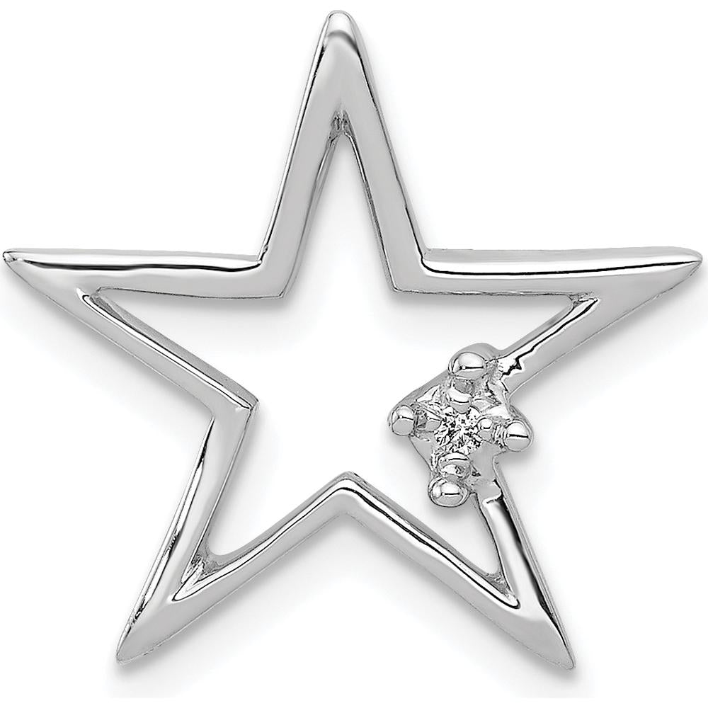 14K White Gold Diamond Star Slide Pendant with 0.01 Carat Round Diamond by Oro Pregiato