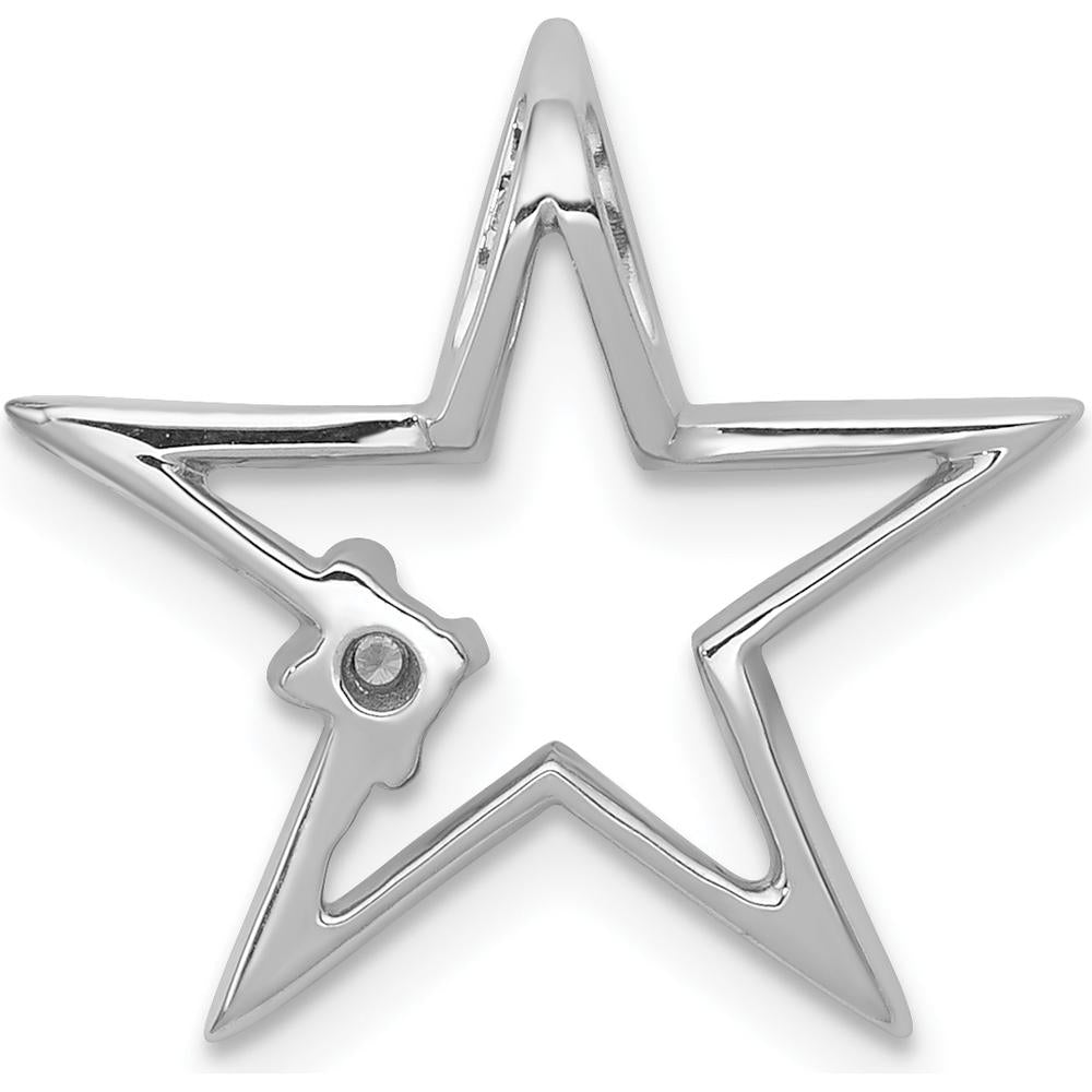 14K White Gold Diamond Star Slide Pendant with 0.01 Carat Round Diamond by Oro Pregiato