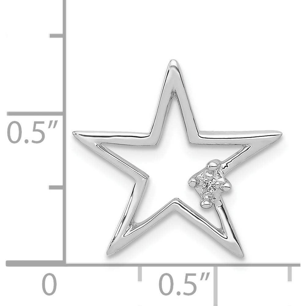 14K White Gold Diamond Star Slide Pendant with 0.01 Carat Round Diamond by Oro Pregiato